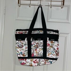 Lesportsac purse vintage tote bag black white girlie retro nylon cupcake shoes